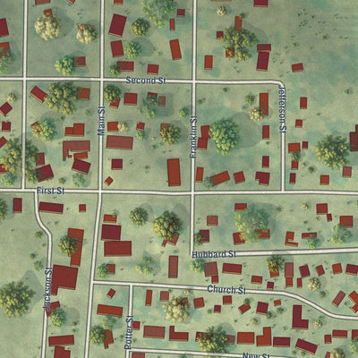 Close-up of the map of Colesburg, Iowa print showing street and building detail