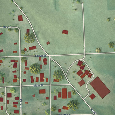 Close-up of the map of Magnet, Nebraska print showing street and building detail