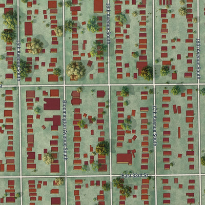 Close-up of the map of Powderhorn Park, Minnesota print showing street and building detail