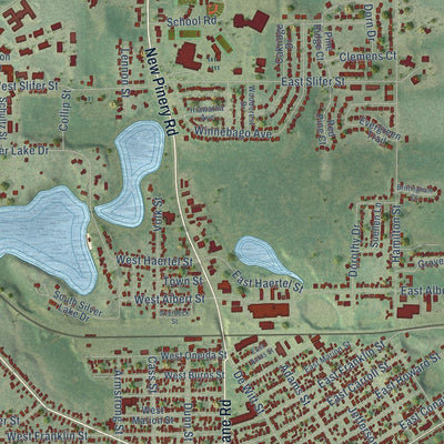 Close-up of the map of Portage, Wisconsin print showing street and building detail