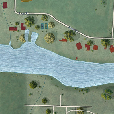 Close-up of the map of Trout Valley, Illinois print showing street and building detail