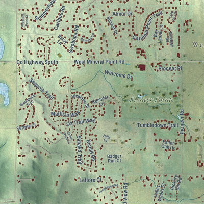 Close-up of the map of the Town of Middleton, Wisconsin print showing street and building detail