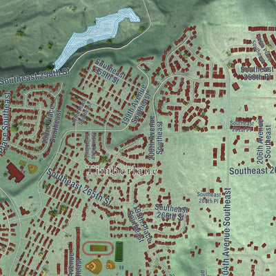 Close-up of the map of Covington, Washington print showing street and building detail