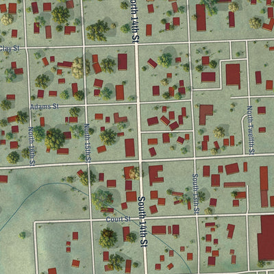 Close-up of the map of Fort Calhoun, Nebraska print showing street and building detail