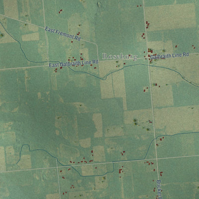 Close-up of the map of Fremont, Sanilac County, Michigan print showing street and building detail