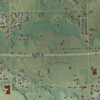 Close-up of the map of Wheatland, Kenosha County, Wisconsin print showing street and building detail