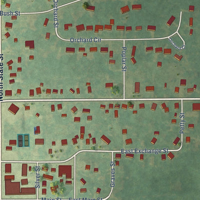 Close-up of the map of Gobles, Michigan print showing street and building detail