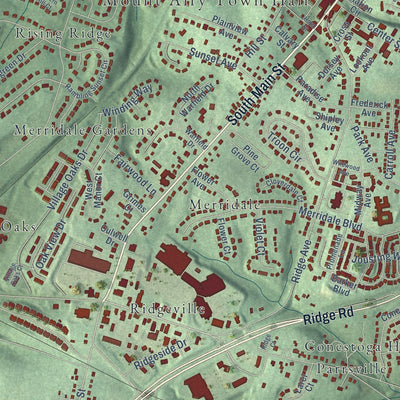 Close-up of the map of Mount Airy, Maryland print showing street and building detail