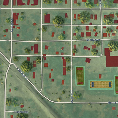 Close-up of the map of Dunning, Nebraska print showing street and building detail