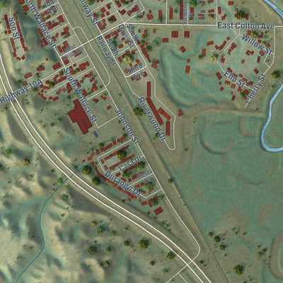 Close-up of the map of Burlington, North Dakota print showing street and building detail