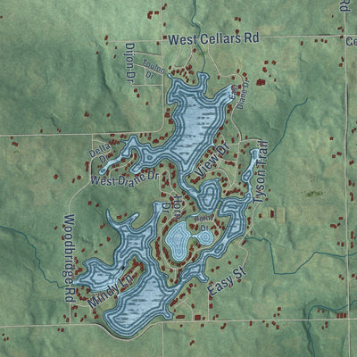 Close-up of the map of Amboy, Michigan print showing street and building detail