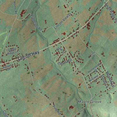 Close-up of the map of Paradise, York County, Pennsylvania print showing street and building detail