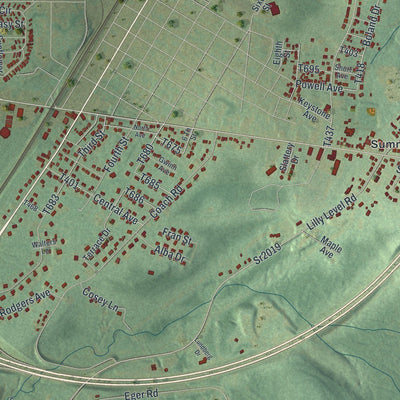 Close-up of the map of Cresson, Cambria County, Pennsylvania print showing street and building detail