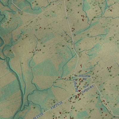 Close-up of the map of New Berlin, Texas print showing street and building detail