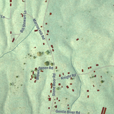 Close-up of the map of Beersheba Springs, Tennessee print showing street and building detail