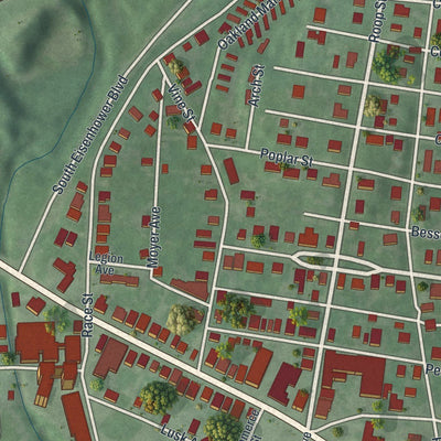 Close-up of the map of Highspire, Pennsylvania print showing street and building detail