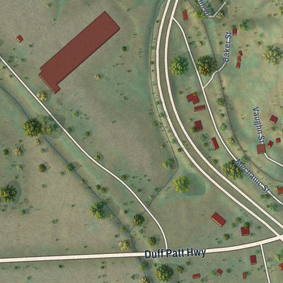 Close-up of the map of Duffield, Virginia print showing street and building detail