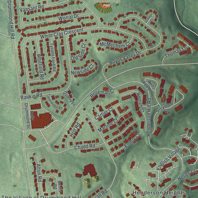 Close-up of the map of Pike Creek Valley, Delaware print showing street and building detail