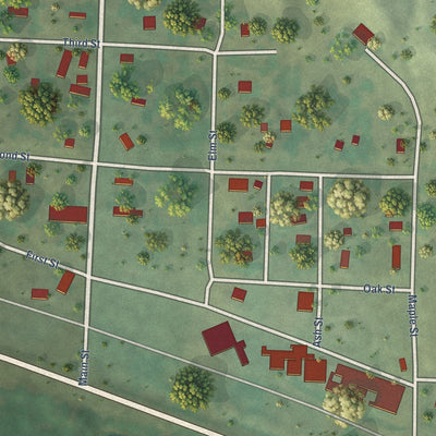 Close-up of the map of Crookston, Nebraska print showing street and building detail
