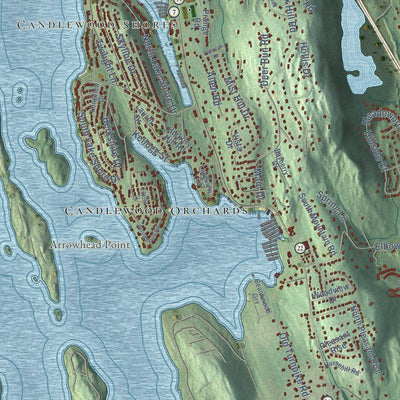 Close-up of the map of Brookfield, Connecticut print showing street and building detail