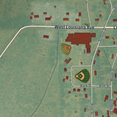 Close-up of the map of Kilbourne, Louisiana print showing street and building detail