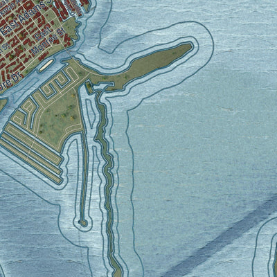 Close-up of the map of Port Isabel, Texas print showing street and building detail