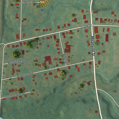 Close-up of the map of Cranesville, Pennsylvania print showing street and building detail