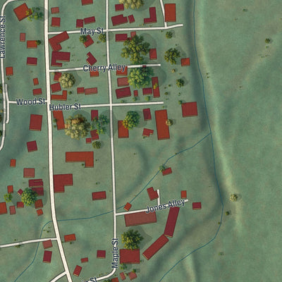 Close-up of the map of New Albany, Pennsylvania print showing street and building detail