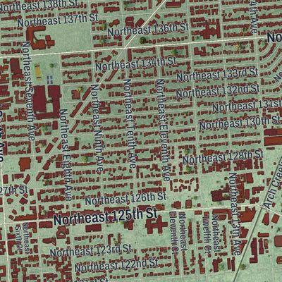 Close-up of the map of North Miami, Florida print showing street and building detail