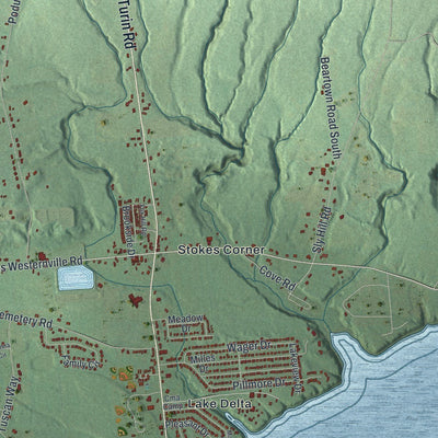 Close-up of the map of Lee, New York print showing street and building detail