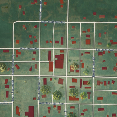 Close-up of the map of Lenora, Kansas print showing street and building detail