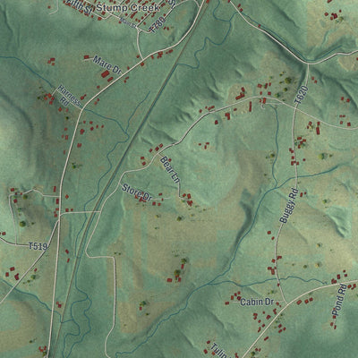 Close-up of the map of Henderson, Jefferson County, Pennsylvania print showing street and building detail