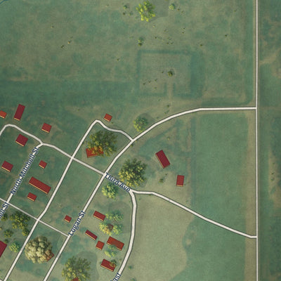 Close-up of the map of Braddock, North Dakota print showing street and building detail