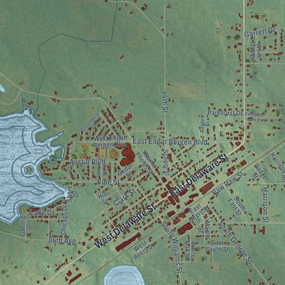 Close-up of the map of Decatur, Van Buren County, Michigan print showing street and building detail