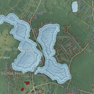 Close-up of the map of Halifax, Massachusetts print showing street and building detail