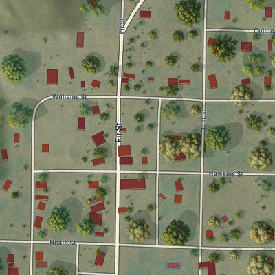 Close-up of the map of Arthur, Nebraska print showing street and building detail