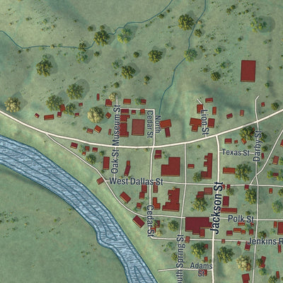 Close-up of the map of Hermitage, Missouri print showing street and building detail