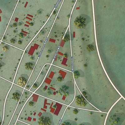 Close-up of the map of Pringle, South Dakota print showing street and building detail