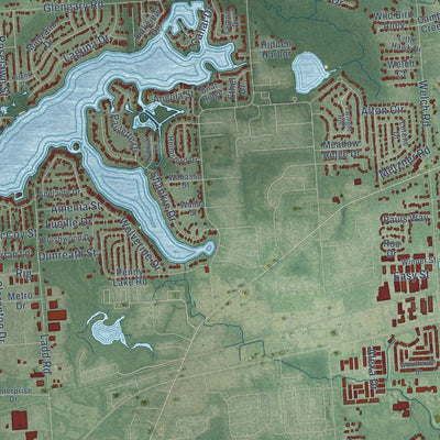 Close-up of the map of Commerce, Michigan print showing street and building detail