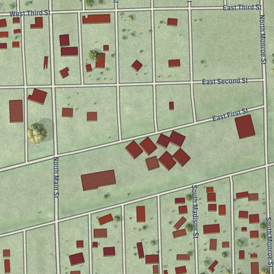 Close-up of the map of Pilger, Nebraska print showing street and building detail