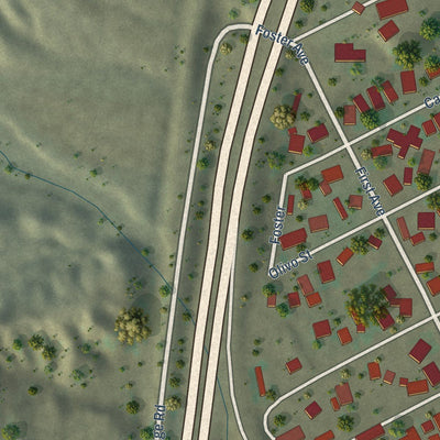 Close-up of the map of Williamsburg, New Mexico print showing street and building detail