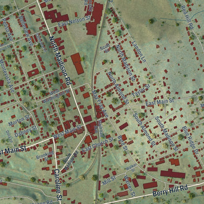 Close-up of the map of Orange, Virginia print showing street and building detail