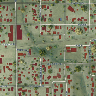 Close-up of the map of Sidney, Illinois print showing street and building detail