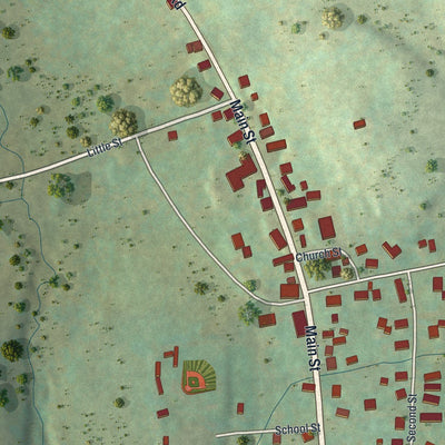 Close-up of the map of LeRaysville, Pennsylvania print showing street and building detail