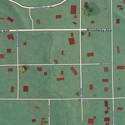 Close-up of the map of Bromide, Oklahoma print showing street and building detail