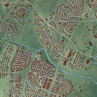 Close-up of the map of Linton Hall, Virginia print showing street and building detail