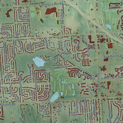 Close-up of the map of Independence, Michigan print showing street and building detail