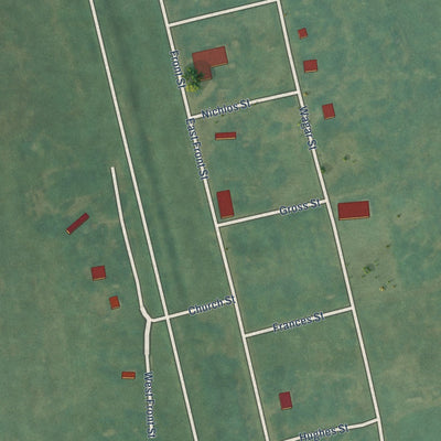 Close-up of the map of Conway, North Dakota print showing street and building detail