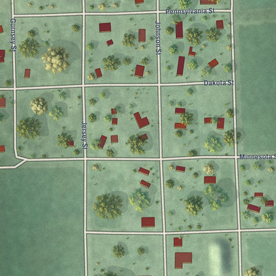 Close-up of the map of Hubbell, Nebraska print showing street and building detail