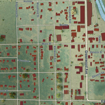 Close-up of the map of Lepanto, Arkansas print showing street and building detail